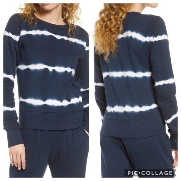 NWT Project Social T Navy Blue Crew Neck Tie Dye Long Sleeve Sweatshirt Size M - Picture 2 of 11